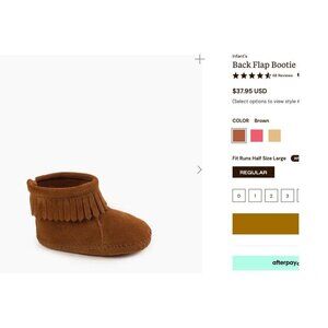 Minnetonka Infant's Back Flap Bootie - Size 4 (Worn Once)